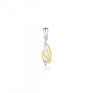 Zawieszka srebrna dwukolorowa - dwa listki