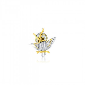 Zawieszka srebrna dwukolorowa - sowa