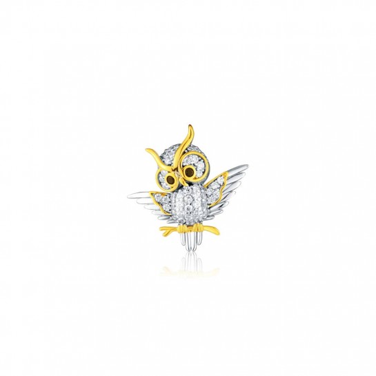 Zawieszka srebrna dwukolorowa - sowa