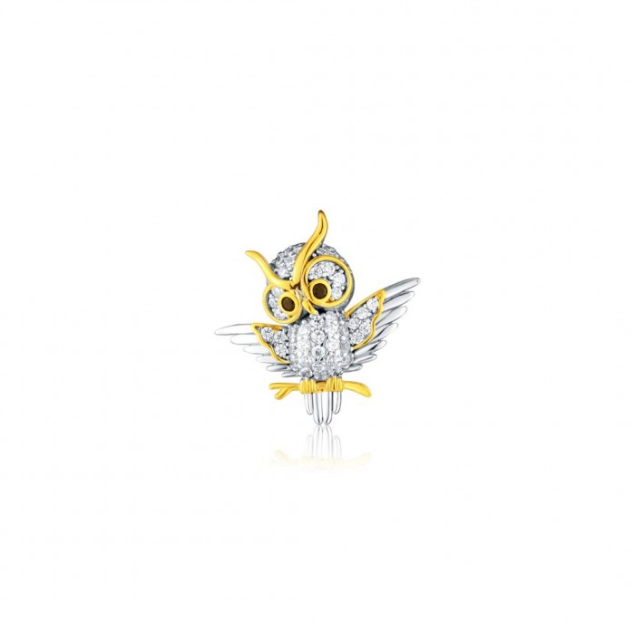 Zawieszka srebrna dwukolorowa - sowa