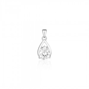 Zawieszka srebrna - łezka z dużą białą cyrkonią