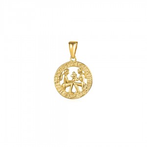 Zawieszka srebrna pozłacana - bliźnięta (znak zodiaku)