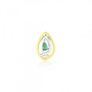 Zawieszka srebrna pozłacana - dwukolorowa łezka z zieloną cyrkonią
