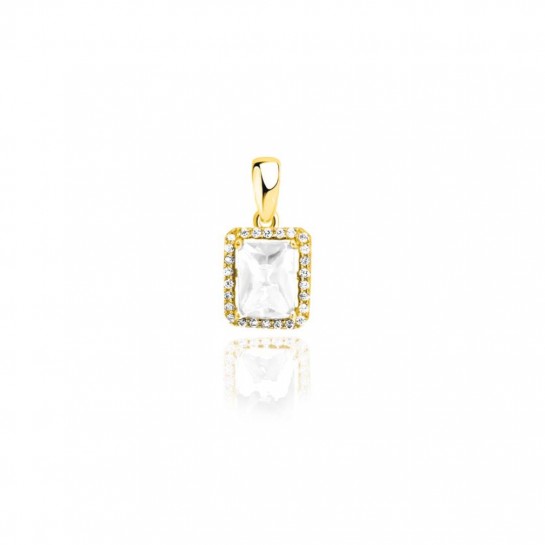 Zawieszka srebrna pozłacana prostokątna z cyrkonią