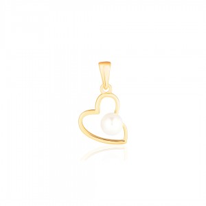 Zawieszka srebrna pozłacana - serce z perłą