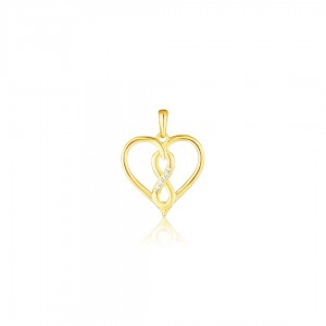 Zawieszka srebrna pozłacana - serduszko z motywem nieskończoności