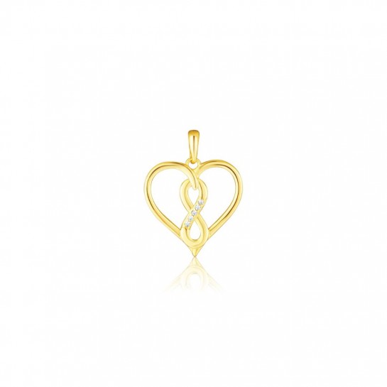 Zawieszka srebrna pozłacana - serduszko z motywem nieskończoności