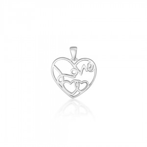 Zawieszka srebrna pr. 925 - serca z napisem love