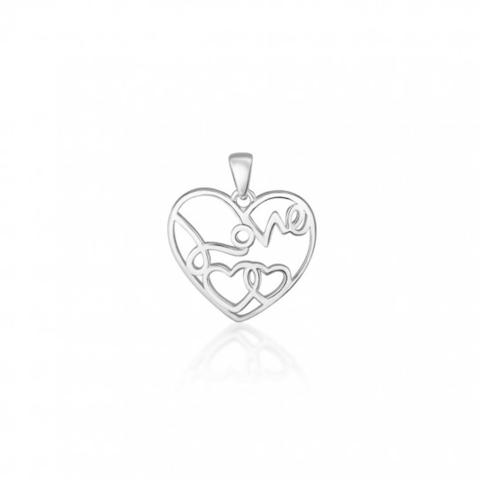 Zawieszka srebrna pr. 925 - serca z napisem love