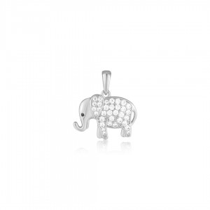 Zawieszka srebrna - słoń wysadzany cyrkoniami