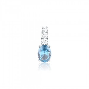 Zawieszka srebrna z błękitną owalną cyrkonią