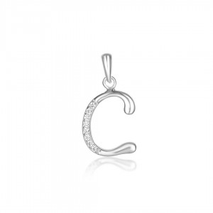 Zawieszka srebrna z cyrkoniami - litera "C"