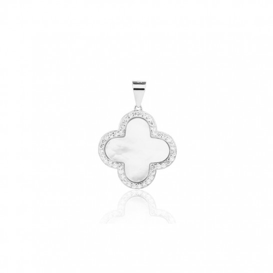 Zawieszka srebrna zdobiona masą perłową i cyrkoniami