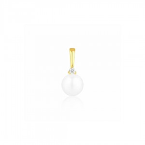 Zawieszka srebrna złocona pr. 925 perełka z cyrkonią