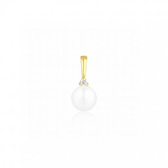 Zawieszka srebrna złocona pr. 925 perełka z cyrkonią