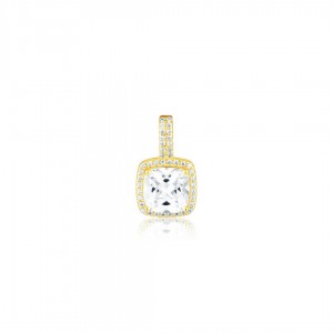 Zawieszka srebro pozłacane - kwadratowa z cyrkoniami