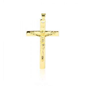Zawieszka srebro złocone - duży krzyż z wizerunkiem Chrystusa