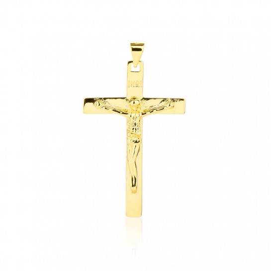 Zawieszka srebro złocone - duży krzyż z wizerunkiem Chrystusa