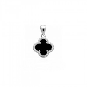 Zawieszka srebrna zdobiona onyksem i cyrkoniami