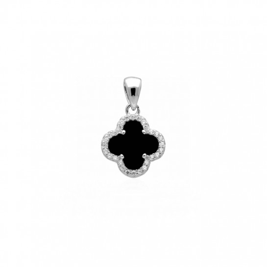 Zawieszka srebrna zdobiona onyksem i cyrkoniami