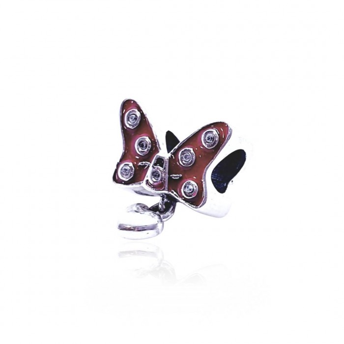 Zawieszka charms - czerwony motyl