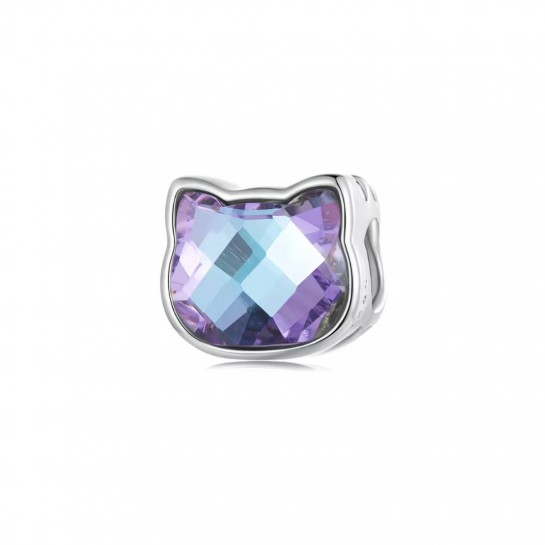 Zawieszka charms - fioletowy kot