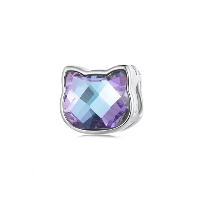 Zawieszka charms - fioletowy kot