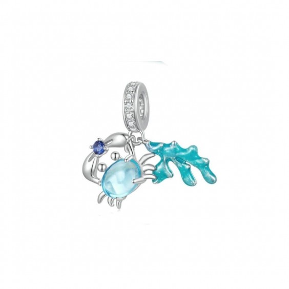 Zawieszka charms - krab z koralowcem
