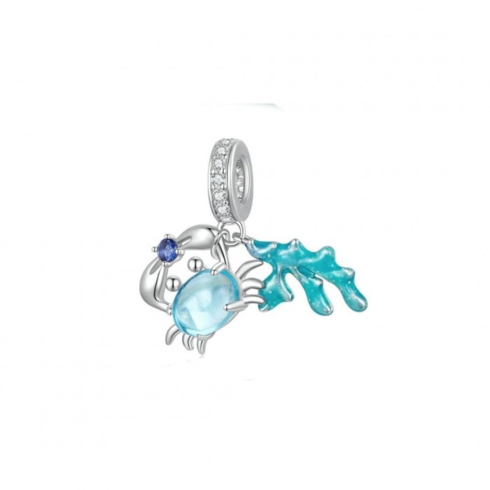 Zawieszka charms - krab z koralowcem