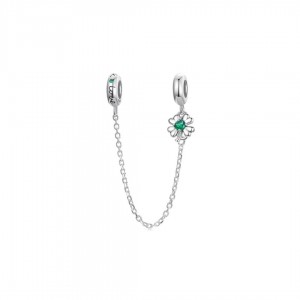 Zawieszka charms - łańcuszek zabezpieczający - koniczynka