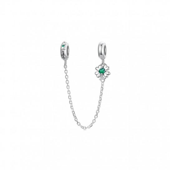 Zawieszka charms - łańcuszek zabezpieczający - koniczynka