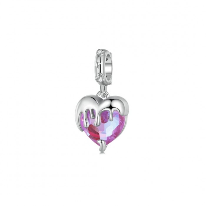Zawieszka charms - różowe serce