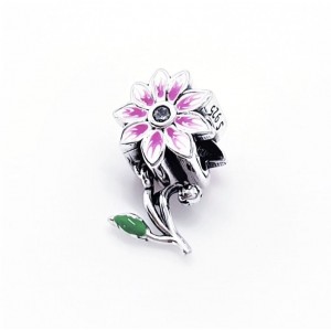 Zawieszka charms - różowy kwiatek