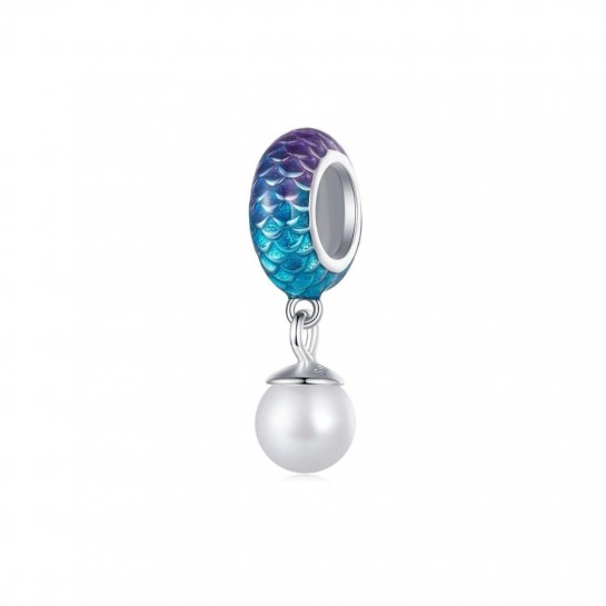 Zawieszka charms - rybia łuska z perłą