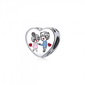 Zawieszka charms - serce - chłopiec i dziewczynka - "you are the apple of my eyes"