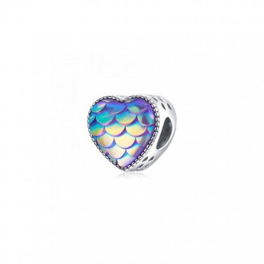 Zawieszka charms - serce - rybia łuska
