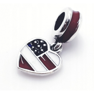 Zawieszka charms - serce z flagą USA