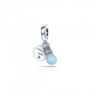 Zawieszka charms - żarówka z napisem "find your light"