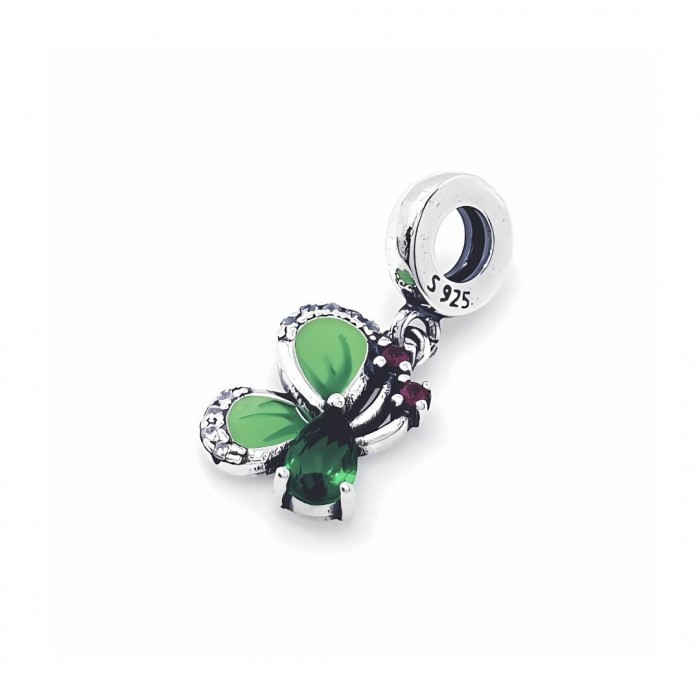 Zawieszka charms - zielony motyl