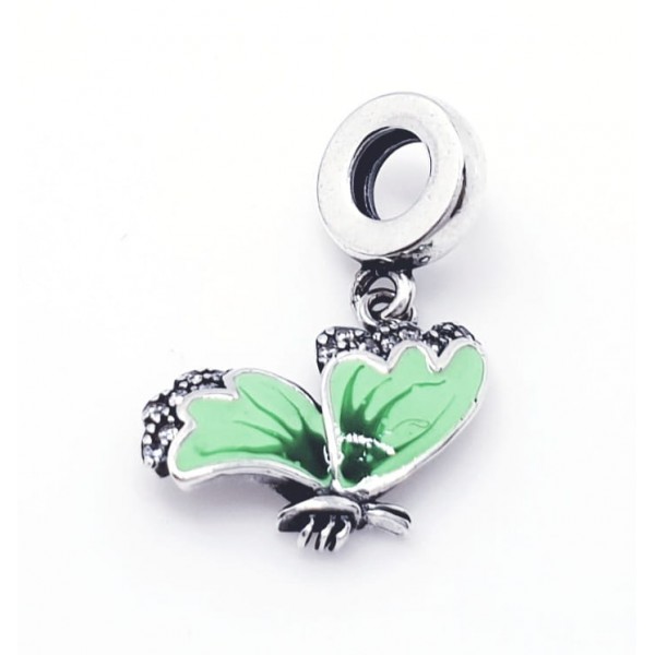 Zawieszka charms - zielony motyl