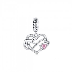 Zawieszka srebrna charms - kot z serduszkiem