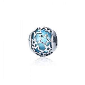 Zawieszka srebrna charms z gwiazdkami