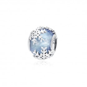 Zawieszka srebrna charms ze śnieżynkami