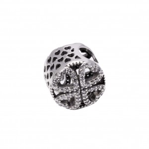 Zawieszka charms - koniczyna z cyrkoniami