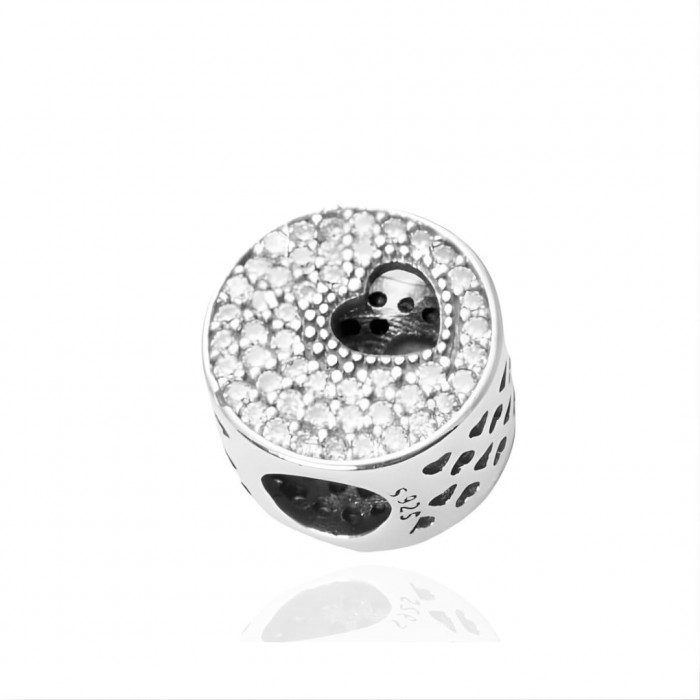 Zawieszka charms - okrągła z serduszkiem