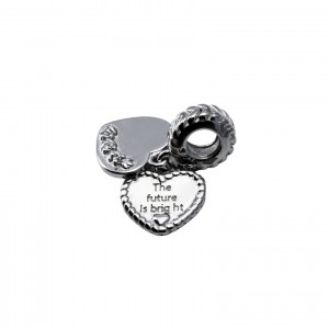 Zawieszka charms "The future is bright" (dwa serduszka)