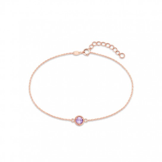 Bransoletka z różowego złota pr. 585 z cyrkonią