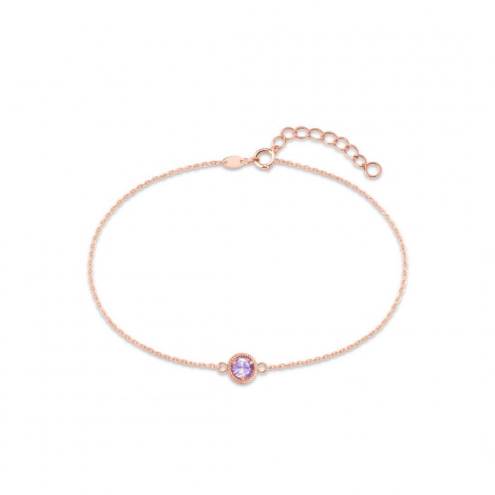 Bransoletka z różowego złota pr. 585 z cyrkonią