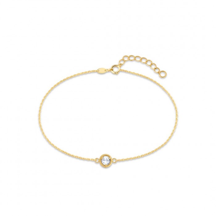 Bransoletka z żółtego złota pr. 585 z cyrkonią