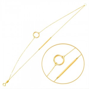 Bransoletka złota pr. 585 podwójna z kółkiem i patyczkiem